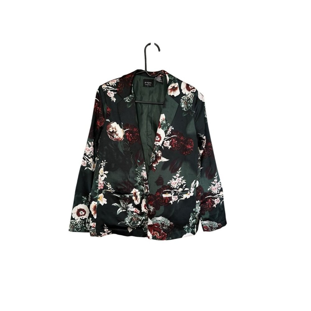 Press Jacket Blazer Single Button Lined Sz XS/S Floral Whimsical Dark Academia
